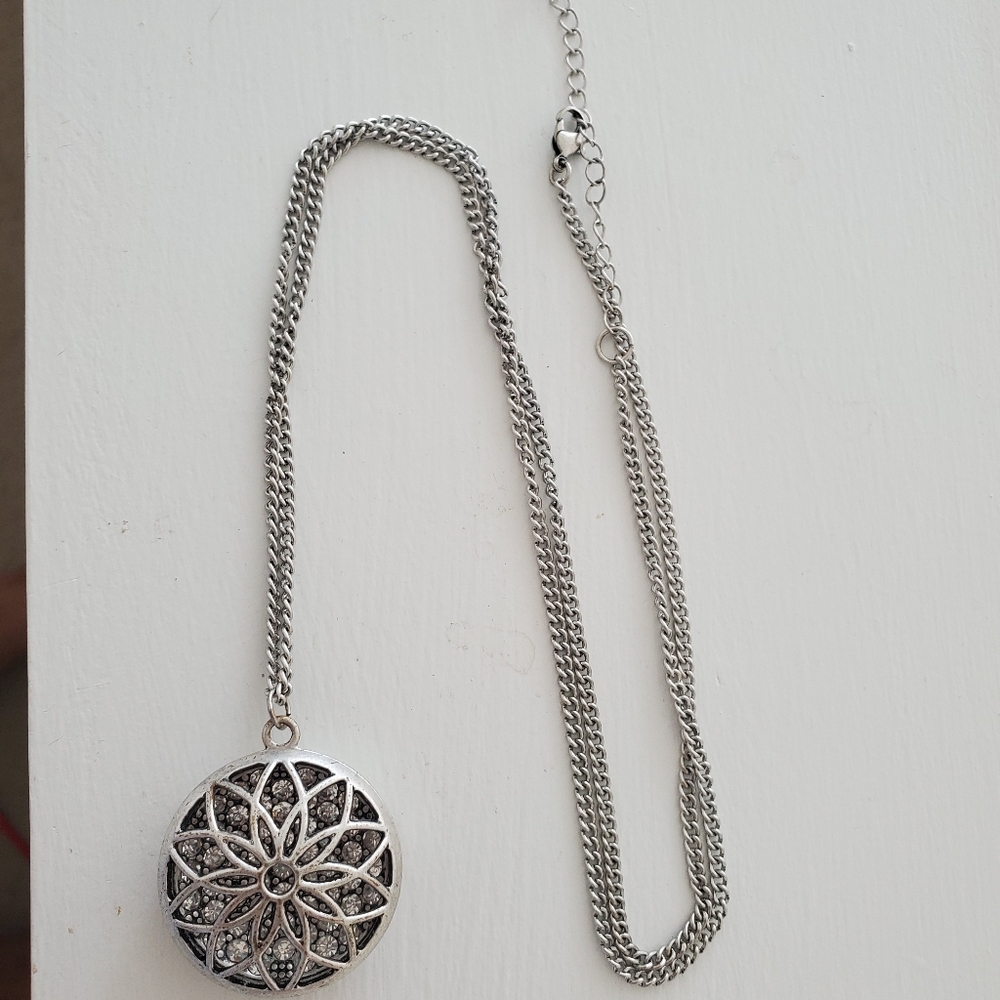 Long Necklace with Jeweled Pendant